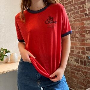 Super vintage Sheer "The Old Country" Red Light weight tee